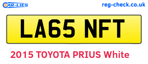 LA65NFT are the vehicle registration plates.