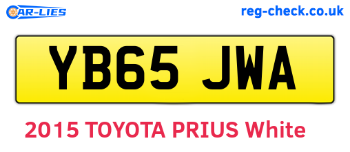YB65JWA are the vehicle registration plates.