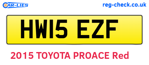 HW15EZF are the vehicle registration plates.