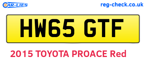 HW65GTF are the vehicle registration plates.