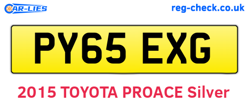 PY65EXG are the vehicle registration plates.