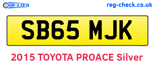 SB65MJK are the vehicle registration plates.