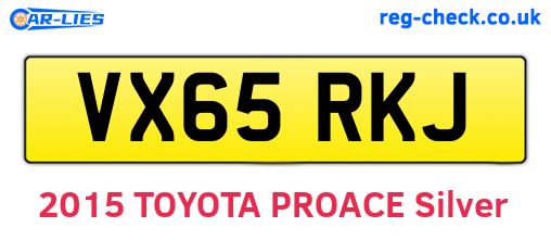 VX65RKJ are the vehicle registration plates.