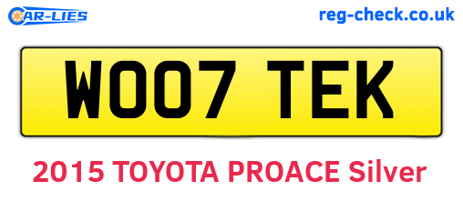 WO07TEK are the vehicle registration plates.