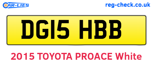 DG15HBB are the vehicle registration plates.