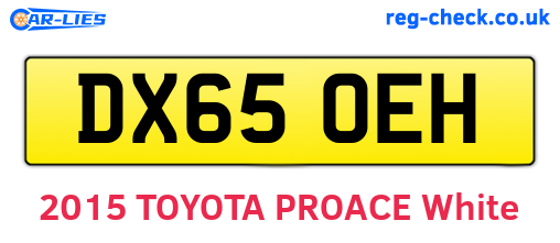 DX65OEH are the vehicle registration plates.