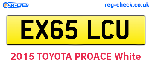 EX65LCU are the vehicle registration plates.