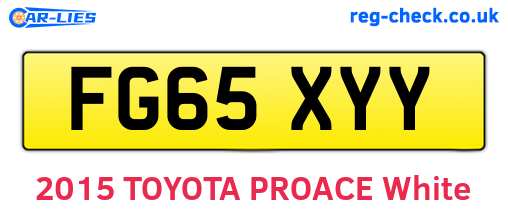 FG65XYY are the vehicle registration plates.