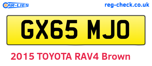 GX65MJO are the vehicle registration plates.