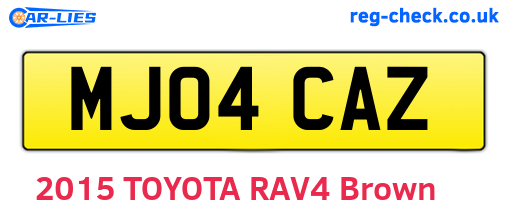 MJ04CAZ are the vehicle registration plates.