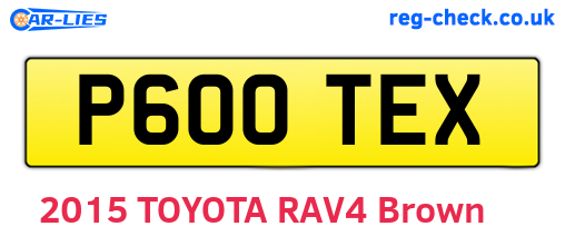 P600TEX are the vehicle registration plates.