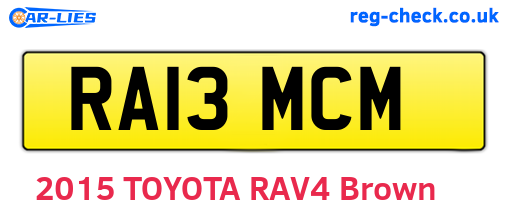 RA13MCM are the vehicle registration plates.
