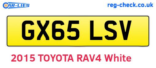 GX65LSV are the vehicle registration plates.