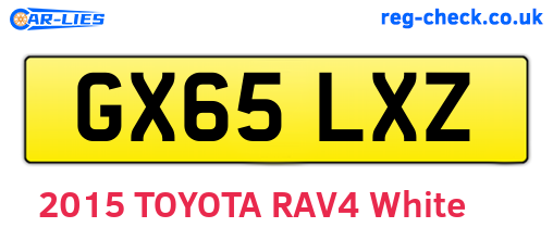 GX65LXZ are the vehicle registration plates.