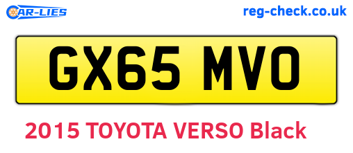 GX65MVO are the vehicle registration plates.