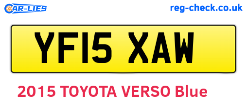 YF15XAW are the vehicle registration plates.