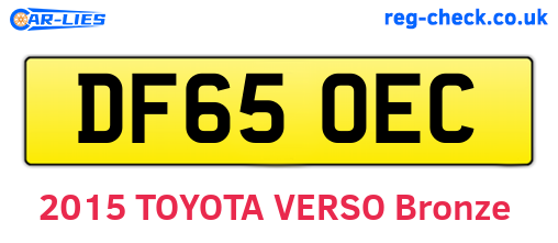 DF65OEC are the vehicle registration plates.