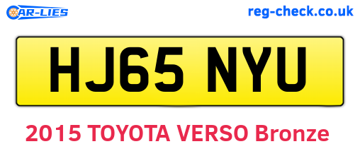 HJ65NYU are the vehicle registration plates.