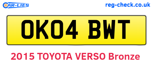 OK04BWT are the vehicle registration plates.
