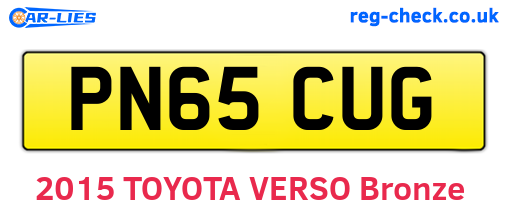 PN65CUG are the vehicle registration plates.
