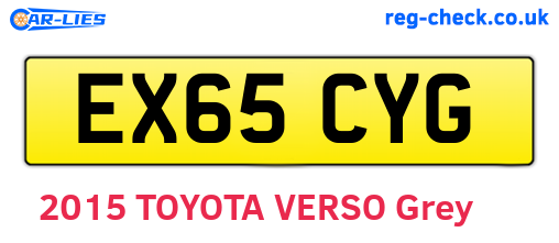 EX65CYG are the vehicle registration plates.