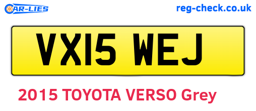 VX15WEJ are the vehicle registration plates.