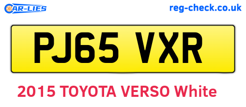 PJ65VXR are the vehicle registration plates.