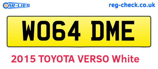 WO64DME are the vehicle registration plates.