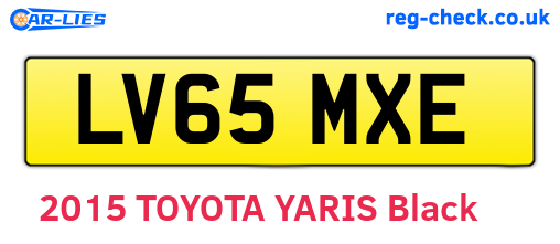 LV65MXE are the vehicle registration plates.