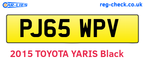 PJ65WPV are the vehicle registration plates.