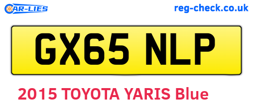 GX65NLP are the vehicle registration plates.