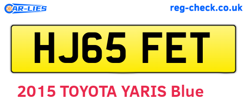 HJ65FET are the vehicle registration plates.