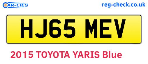 HJ65MEV are the vehicle registration plates.