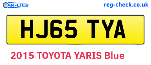 HJ65TYA are the vehicle registration plates.