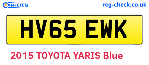 HV65EWK are the vehicle registration plates.