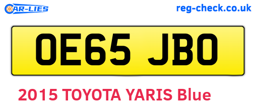OE65JBO are the vehicle registration plates.