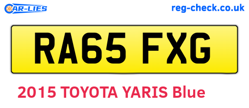 RA65FXG are the vehicle registration plates.