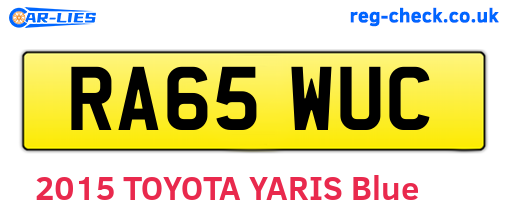 RA65WUC are the vehicle registration plates.