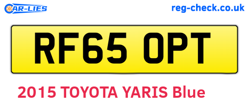 RF65OPT are the vehicle registration plates.