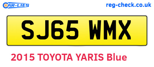 SJ65WMX are the vehicle registration plates.
