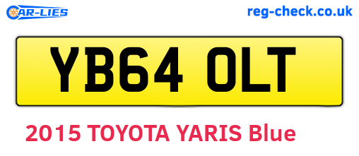 YB64OLT are the vehicle registration plates.