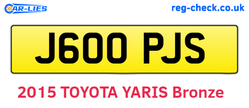 J600PJS are the vehicle registration plates.