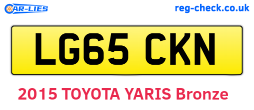 LG65CKN are the vehicle registration plates.