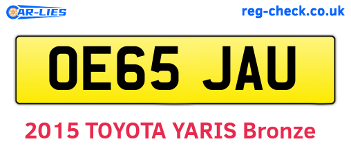 OE65JAU are the vehicle registration plates.