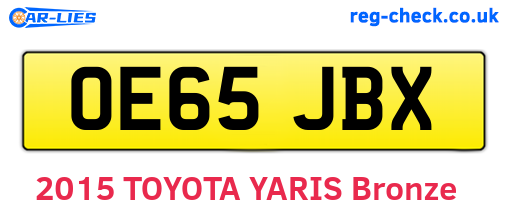 OE65JBX are the vehicle registration plates.