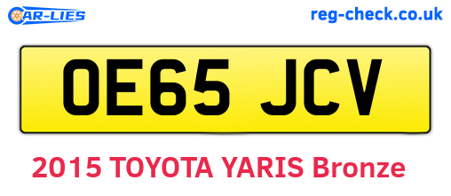 OE65JCV are the vehicle registration plates.