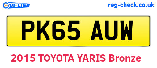 PK65AUW are the vehicle registration plates.