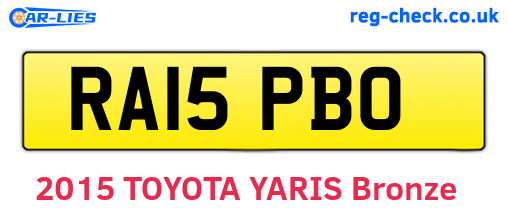 RA15PBO are the vehicle registration plates.