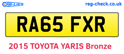 RA65FXR are the vehicle registration plates.