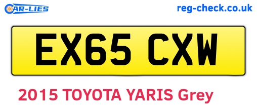 EX65CXW are the vehicle registration plates.